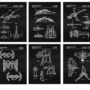 ⭐️Set of 6 Star Wars 8x10 Unframed Patent Prints Wall Art Decor Posters Gifts